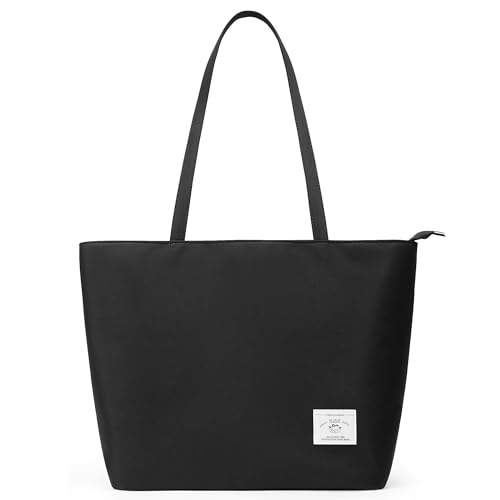 KALIDI Wasserdichte Tote Bag mit Reißverschluss – Leichte Shopper Schulter Tasche für Arbeit Uni,Schwarz