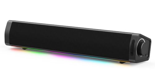 ADELGO PC Lautsprecher USB, Soundbar Lautsprecher USB-betrieben Typ C, Portable Computer Boxen mit RGB für Desktop, Monitor, Laptop, Plug and Play - Schwarz