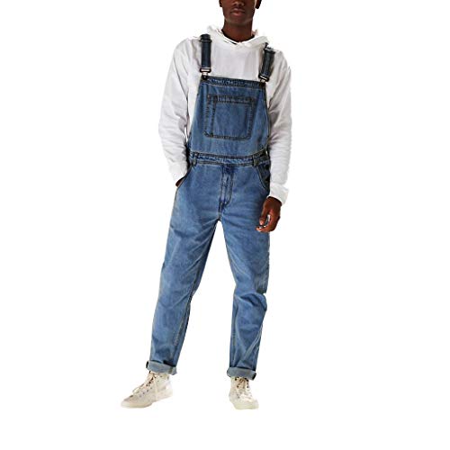 Baggy Jeans Herren Große Größen Arbeitslatzhose Jeans Herren Stretch Schutz-Latzhose Elegante Lockere Jeans Atmungsaktive Jumpsuit Denim Mehreren Taschen Arbeits-Latzhose Basic Trägerhose Jogginghose