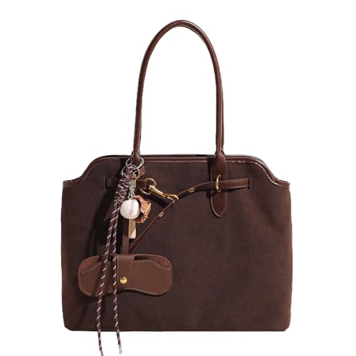 unisoul Wildleder Handtasche Damen - Tote Bag Groß Shopper Tasche Shoulder Bag, Damen-Shopper für College Schule Arbeit Reisen Shopping