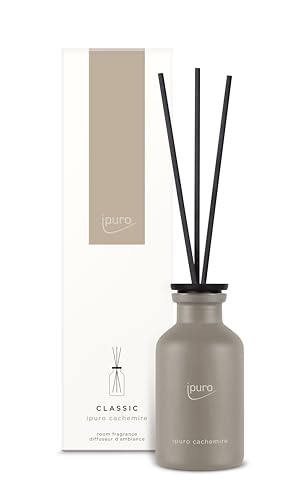 ipuro - Classic Raumduft Cachemire - 75ml | Raumerfrischer zarter Rose & würziger Johannisbeere über Zedernholz & Amber, Duft | Diffuser mit Stäbchen | Lufterfrischer für die Wohnung