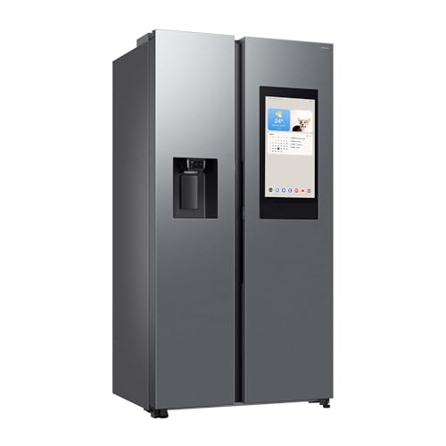 Samsung RS90F67BETEF Side-by-Side Kühl-Gefrierkombination, AI Kühlschrank mit Gefrierfach, 178 cm, 614 l, Eis-/Wasserspender mit Tank, Family Hub, AI Energy Mode & Voice Control, Edelstahl Look