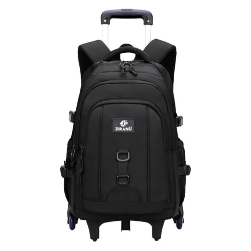 TRAVELKNOT Schulrucksack mit Rollen Mädchen Jungen Teenager Trolley Kinder Rucksack mit Rollen Schule Schultasche Trolley Schulranzen Roller Kinder 48x32x20cm