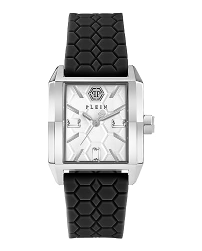 Philipp Plein Offshore Square Uhr für Damen in der Farbe Schwarz mit Armband aus Silikon, Wasserdichtigkeit: 5 bar, Gehäusedurchmesser: 37 mm, PWMAA0122