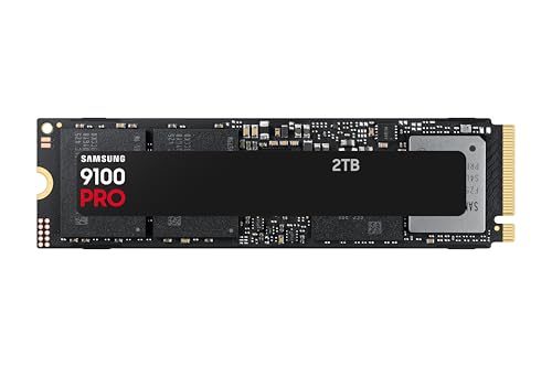 Samsung 9100 PRO NVMe M.2 SSD Festplatte Intern, 2 TB, PCIe 5.0, 14.700 MB/s Lesen, 13.400 MB/s Schreiben, Interner Speicher für Gaming, Videobearbeitung und AI, Schwarz, MZ-VAP2T0BW