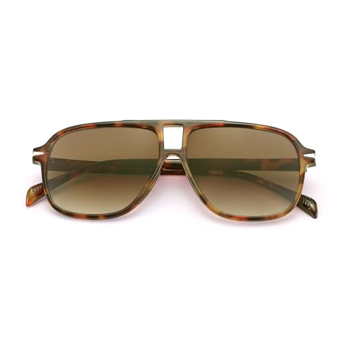 COASION Retro Pilot Sonnenbrille für Damen Herren Klassisch Rechteckig Doppelsteg Brille Übergröße 70er Jahre Vintage Eyewear UV400 Schutz(Schildpatt Rahmen/Gradient Braun Gläser)