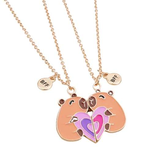 YUVKIN 2 Stück Beste Freundinnen Halskette BFF Herz Hände Passende Ketten, Capybara Freundschaftskette mit Capybara Anhänger (für 2 Mädchen)