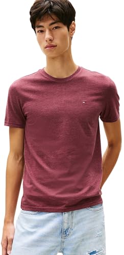 Tommy Jeans Herren T-Shirt Kurzarm Tee Rundhalsausschnitt, Rot (Red Wine Htr), M