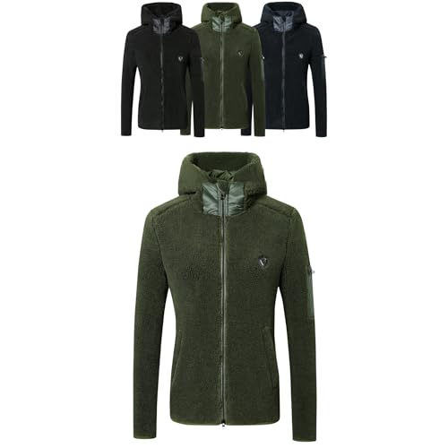 Covalliero - Damen Hoodyjacke | Zipper Hoodie aus Teddy-Fleece | Kapuzenjacke mit Reißverschluss | Übergangsjacke mit 3 Taschen | Reitjacke in Opal Green | Reitbekleidung in Größe L