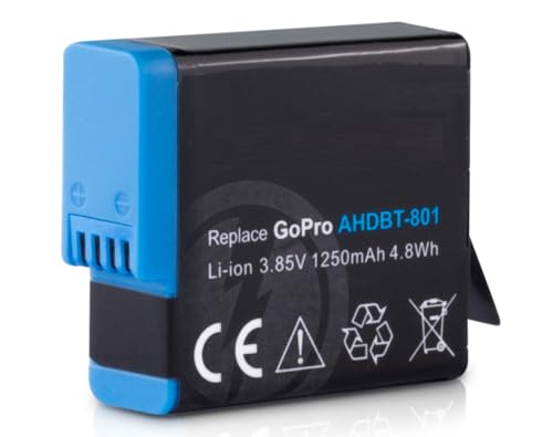 Power Li-Ion Akku 1250mAh für GoPro Hero (2018) Hero 5 Hero 6 Hero 7 Hero 8 Black, AHDBT-801, AHDBT-701, AHDBT-501, AABAT-001