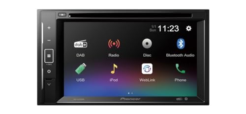 Pioneer AVH-A240DAB 2-DIN-Multimedia Player, 6,2-Zoll ClearType-Touchscreen, Smartphone-Anbindung, USB, DAB/DAB+ Digitalradio, Bluetooth, 13-Band-Grafikequalizer