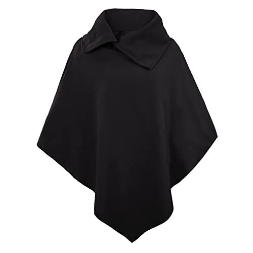 Poncho Damen Winter Herbst Elegant Klassisch Einfarbig Stretch Cape Ärmellos Charmant Locker Unregelmäßig Schal Young Fashion Top(Schwarz)