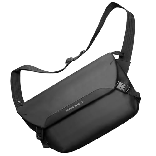 hk Umhängetasche Herren Damen, 11,3-Zoll-iPad-Sling bag, spritzwassergeschützte Schultertasche, 8L Unisex-Multifunktions-Brusttasche, diebstahlsicher für Reisen, Wandern, Pendeln, schlicht-schwarz