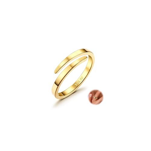 Diamday 14K Gold Offene Finger Ringe für Damen Herren Verstellbar Daumen Midi Eternity Band Ring Stapelbar Dünner Goldring Gefüllte Offene Knuckle Ringe Damen Mode Ringe Schmuck Geschenke 62