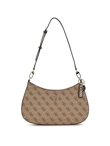 GUESS Noelle II Top Zipper Shoulder Bag Latte Logo/Brown