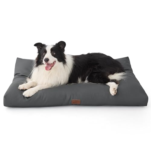 BEDSURE wasserdichte Hundebett Grosse Hunde waschbar - 104x69cm Hundematratze rutschfest, Outdoor Hundematte abnehmbare Außenabdeckung, weiche Hundekissen Grosse Hunde für Haustiere, Grau