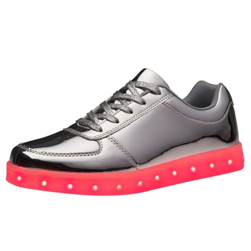 Neue Bunte LED Leucht Schuhe Koreanische Version Paar USB Lade Sport Bord Schuhe Low Top Gold Silber Sport Schuhe Damen Sportschuhe Retro