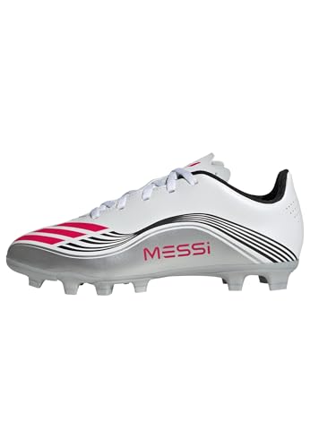 Adidas Unisex Kinder F50 Messi Club Firm Ground/Multi Ground Football Boots Kids, FTWR White/Lucid red/Silver met., 34 EU