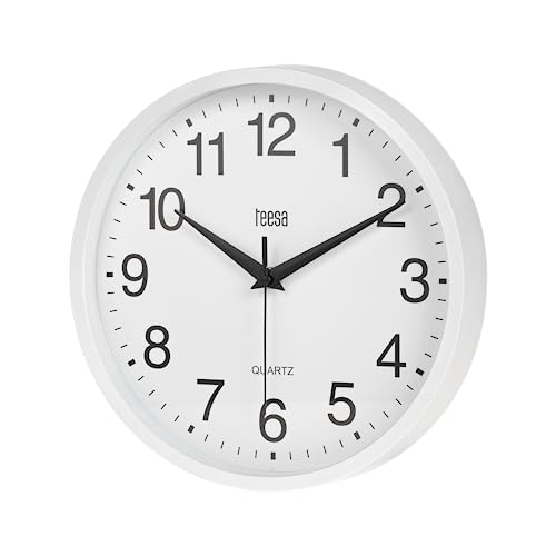 Teesa Universelle analoge Wanduhr 25 cm TSA0037 Weiß