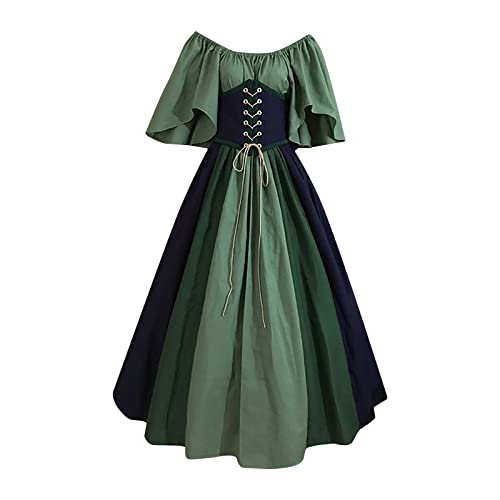 Mittelalter Kleid Damen Renaissance Retro Partykleid Mittelalter Kostüme Damen Gothic Kleider Halloween Karneval Kostüm Damen Vintage Maxikleid Für Halloween Karneval Kostüm Sale Angebote
