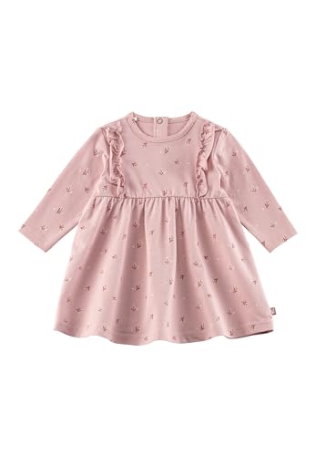Sterntaler Kleid Blümchen - Mädchen Kleid aus Baumwolljersey mit Druck - Langarm Kleid mit Volants und gekräuseltem Rockteil - Knopfleiste im Nacken, Kinderkleidung ab Geburt, mattrosa, Größe 68