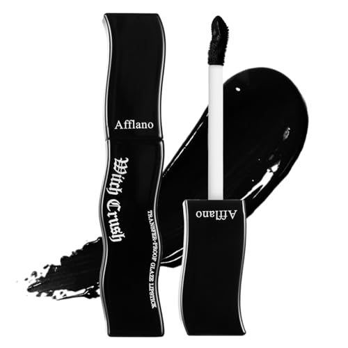 DE'LANCI Schwarzer Gothic Lippen Gloss Langlebig,Wasserdicht Und Nicht Klebrig|Feuchtigkeitsspendender,Hochpigmentierter Veganes Lippen-Gloss Für Auffälliges Cosplay-,Vampir Und Halloween-Make-up #04