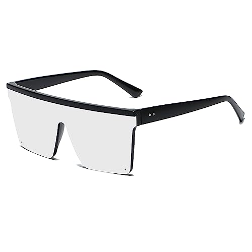 Long Keeper Übergroße Sonnenbrille Quadratisch für Herren Damen Vintage Sonnenbrille Eckig Verspiegelt Groß UV400-Schutz Mode Quadratisch Brille, 60MM