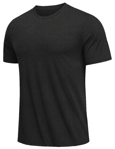 Weardear Herren Sport Tshirts Athletic Funktionsshirt Stretch Workout Laufshirt Schnelltrocknend Fitness Tshirt Frühling Wandern Trekking Sportswear Schwarz L