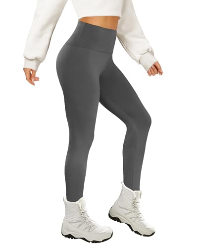 AMIYOYO Thermo Leggings Damen Gefütterte Thermoleggins für Winter High Waist Blickdicht Strumpfhose Mit Fleece Warm Kuschelig Elastisch Sport Leggins