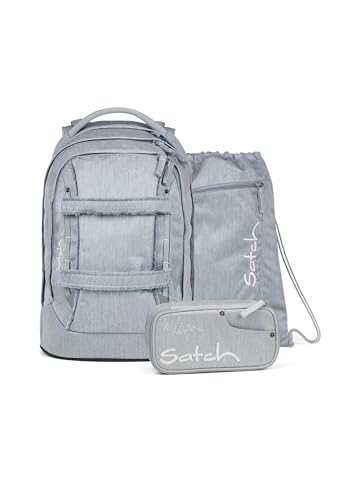 Satch Pack Set Set 3 teilig ab 5. Klasse ergonomisch 30L Stauraum mit Schlamperbox Sportbeutel