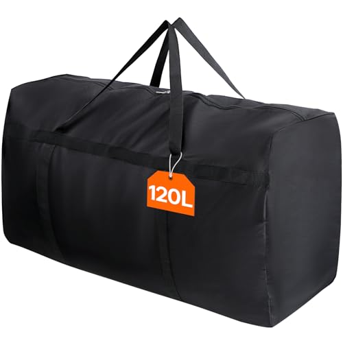 Lifewit 120L Reisetasche Groß, Aufbewahrungstasche, 600D Oxford Aufbewahrungstasche Heavy Duty Tragetasche mit verstärkten Griffen, Reisetasche, Umzugstasche, Schwarz, 90 x 28x 48CM