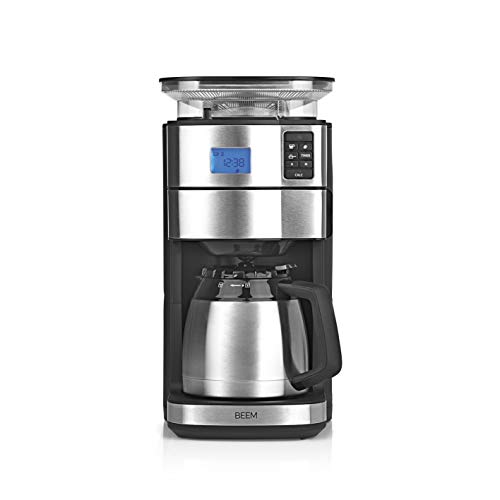BEEM FRESH-AROMA-PERFECT II Filterkaffeemaschine mit Mahlwerk - Thermo | Edelstahl | Thermokanne | 24h-Timer | 1000 W | 180 g Bohnenbehälter