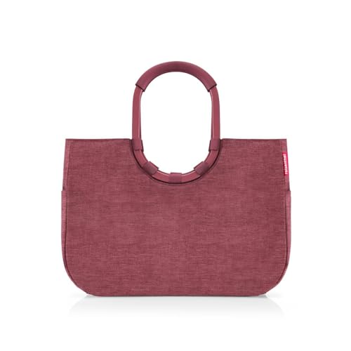 reisenthel loopshopper L twist maroon – Stabile Tasche mit praktischen Fächern aus recycelten PET-Flaschen – Charmantes und wasserabweisendes Design