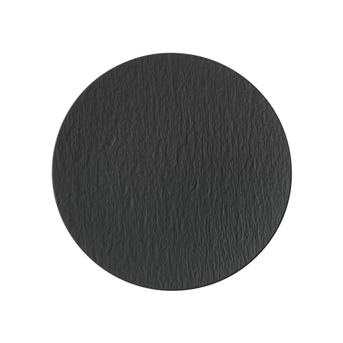 Villeroy & Boch - Manufacture Rock Pizzateller, Spülmaschinenfest, Mikrowellensicher, Pizza Teller Groß 32 Cm, Schwarz, Matt, Schieferoptik, Premium Porzellan