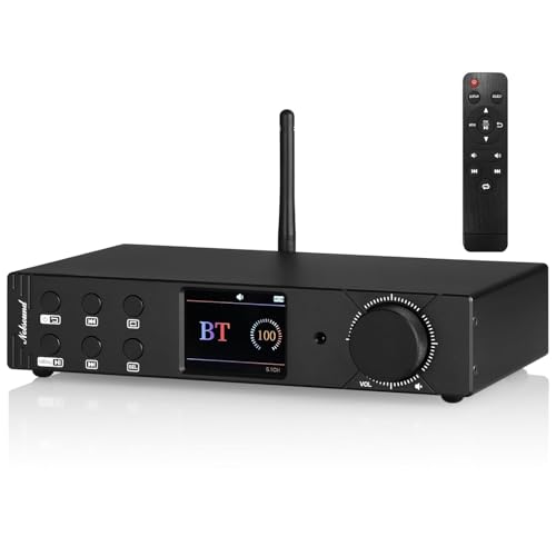 Nobsound 5.1-Kanal Bluetooth Verstärker: Heimkino HiFi Surround Sound Verstärker mit DSP – Optische/Koaxial-/USB-Eingänge und DSD256-Unterstützung – OLED-Display & Remote