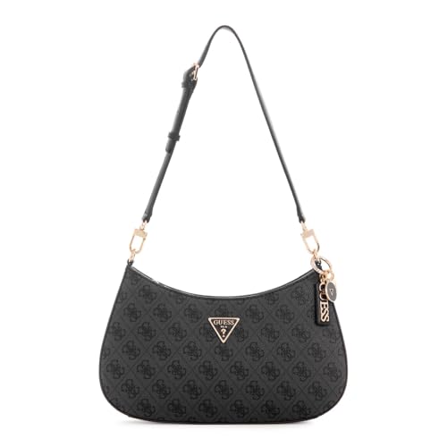 GUESS Noelle II Top Zipper Shoulder Bag Coal Logo