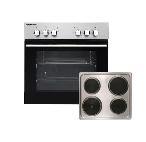 Respekta Einbau-Herdset Edelstahl/Energieeffizienzklasse A / 59 Liter Garraum / 6 Kochstufen/Massekochfeld mit Blitzkochplatte / 3 Beheizungsarten / EB6000SETIXN