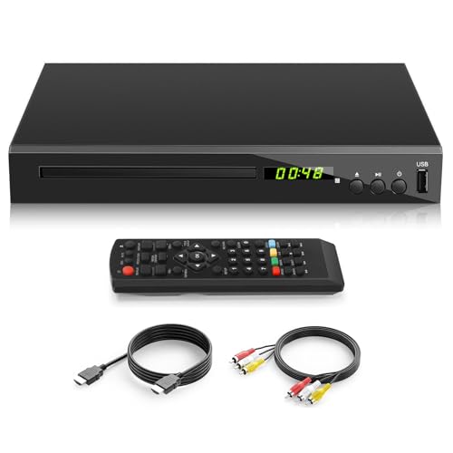 HD Blu-ray Player, Kompakter Blu-ray Disc Player HD 1080P DVD Player für TV mit HDMI-Ausgang, AV-Ausgang, Koaxialausgang, USB-Eingang, Spielt Blu-Ray Discs der Region B/2 und Multiregionale DVD-Discs