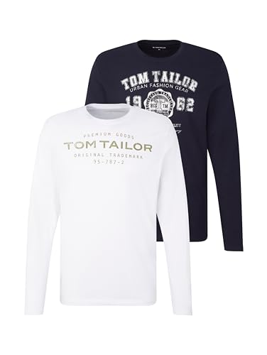 TOM TAILOR Herren Langarmshirt im Doppelpack