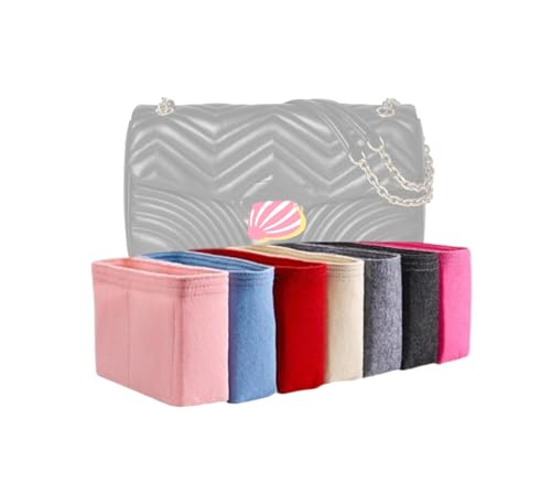 Xoppia Taschen-Organizer, kompatibel mit Gucci GG Marmont Medium Umhängetasche, Filzeinsatz für Damenhandtasche (Braun, Stil B: seitlicher Reißverschluss)