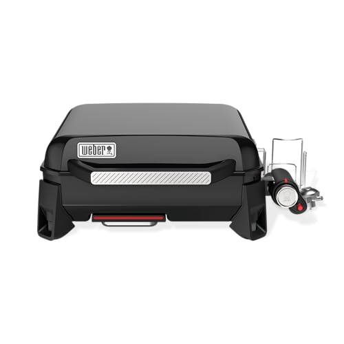 Weber Slate GP Tragbare Premium Gasgrillplatte/Gleichmäßige Hitze bis zum Rand, Bis zu 260 °C, Porzellanemaillierte Antihaft-Grillfläche (43 x 41 cm), Höhenverstellbare Füße, Schwarz