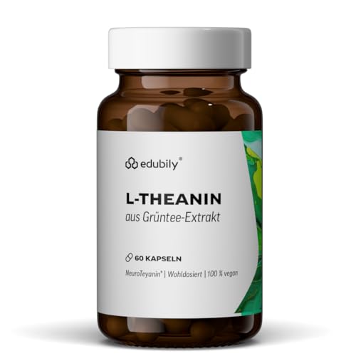 edubily nutrition® L Theanin Kapseln - Aminosäuren Kapseln mit dem Markenrohstoff NeuroTeyanin® und Glycin - 50 mg Theanin pro Kapsel - Laborgeprüft (60 Kapseln)