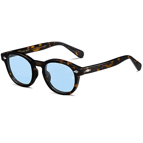 SHEEN KELLY Retro Acetat Ovale Sonnenbrille für Männer Frauen Hochauflösend Polarisierte Round Linse Material