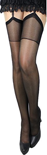 Barbex 2 Paar klassische elastische Strapsstrümpfe zum Anstrapsen Strapse Strümpfe 20 den (schwarz)