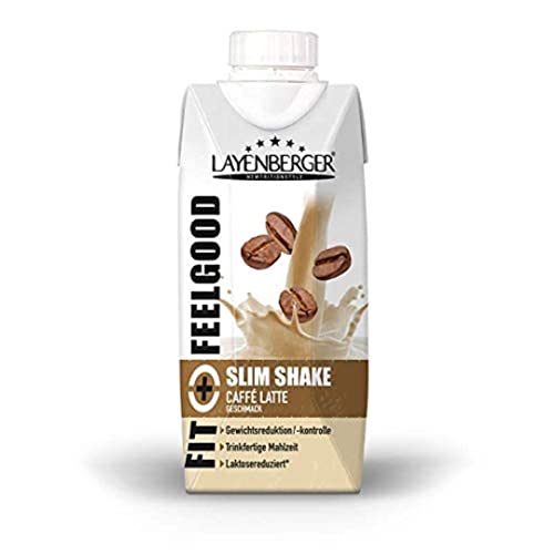 Layenberger Fit+Feelgood Slim Shake Caffé Latte, Trinkfertige Mahlzeit zur Gewichtsabnahme und -kontrolle, ersetzt eine Mahlzeit bei nur 208 kcal, glutenfrei, laktosereduziert, (8 x 330ml)