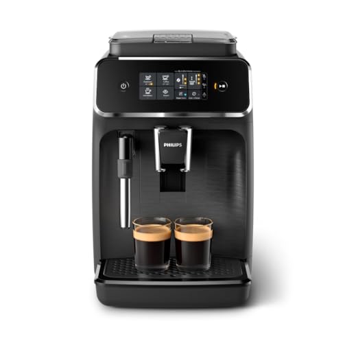 Philips 2200 Series Kaffeevollautomat - 2 Kaffeespezialitäten, Touch-Display, klassischer Milchaufschäumer, Keramikmahlwerk, Mattschwarz (EP2220/10), Schwarz
