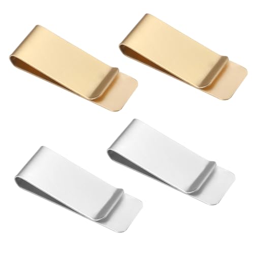 Jeffdad 8 Stück Edelstahl Geldklammer Herren, Slim Geldscheinklammer Tragbare Geldklammern Metall Geldclip für Bargeld Rechnungen Karten Banknote Geldscheine Visitenkarte Kreditkarte (Silber, Gold)