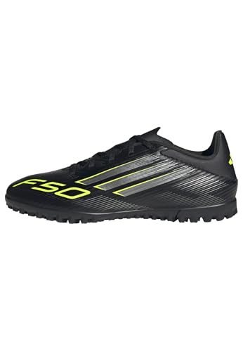 adidas Unisex F50 Club Turf Football Boots Fußballschuhe, core Black/Iron met./Lucid Lemon, 46 EU