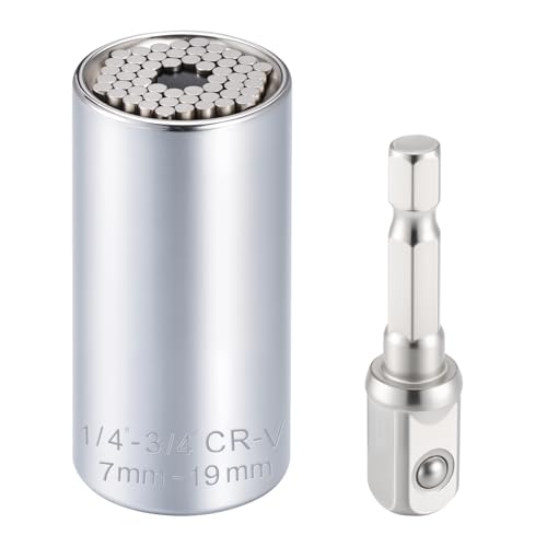 HonGien Universal Steckschlüssel Multi Nuss Steckschlüssel 7-19 mm mit Bohrmaschinenadapter Bohrer Adapter Geschenke für Männer