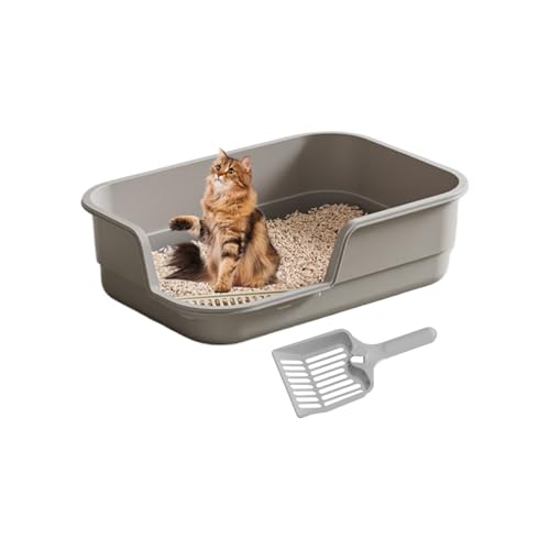 Katzenstreukasten | Katzentoilette Mit Niedrigem Einstieg - Oben Offen Teilweise Umschlossene Katzentoilette - Für Geruchskontrolle Reinigung Kätzchen Senioren Haustiere Wohnung Haushalt Hotel Balkon
